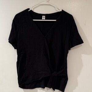 Old Navy Black Short Sleeve Wrap Top